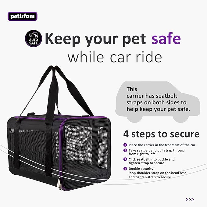 Soft Pet Carrier for Large and Medium Cats, 2 Kitties, Small Dogs. Easy to Get Cat in, Great for Cats that Don't Like Carriers (Black)
