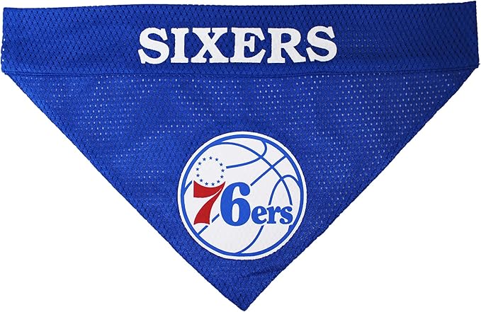 NBA Dog Bandana - Philadelphia 76ers Reversible Pet Bandana. 2 Sided Home & Away Sports Bandana with a PREMIUM Embroidery TEAM Logo, Large/X-Large