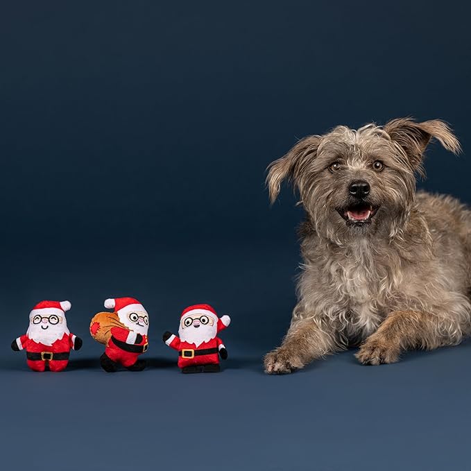 Fringe Studio Pet Toy, Rebels Without A Claus Santas Plush Dog Toy 3 Piece Set, PetShop Collection (662193)