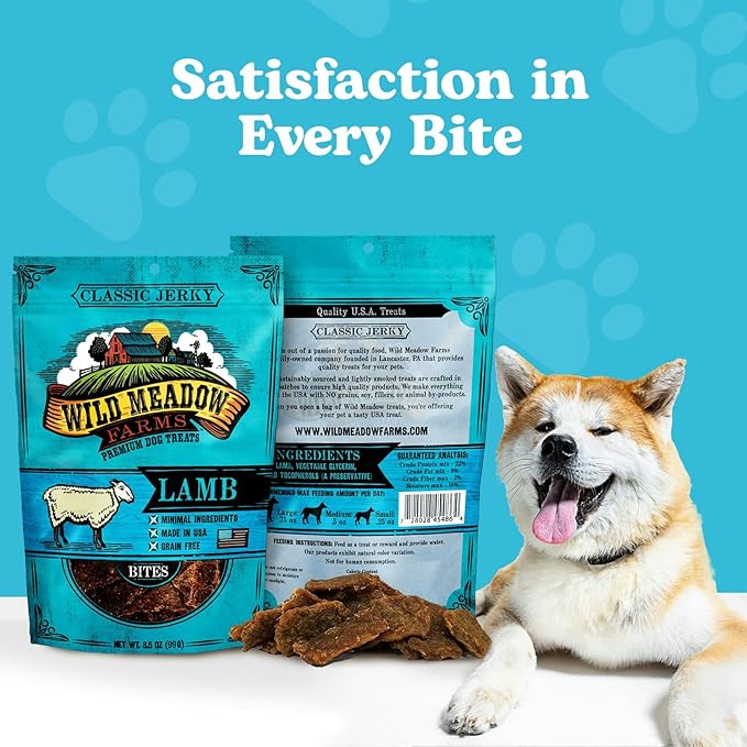 Classic Lamb Bites, Soft Jerky Treats for Dogs, Grain-Free & All-Natural, Ideal for Training, Portioning, and High-Value Rewards for All Breeds & Ages - 3.5 Ounce Pouch