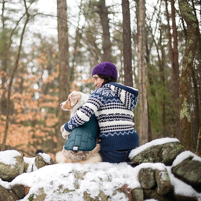 Kurgo Loft Dog Jacket - Reversible Cozy Coat for Outdoor Adventures - Water Resistant - Athletic Fit - Machine Washable Fabric - Reflective Dog Gear - X-Small - Ink Blue
