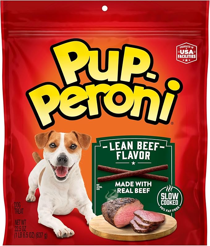 Pup-Peroni Dog Treats, Lean Beef Flavor, 22.5 Ounce, Made with Real Beef, 90% Fat Free (Pack of 4)