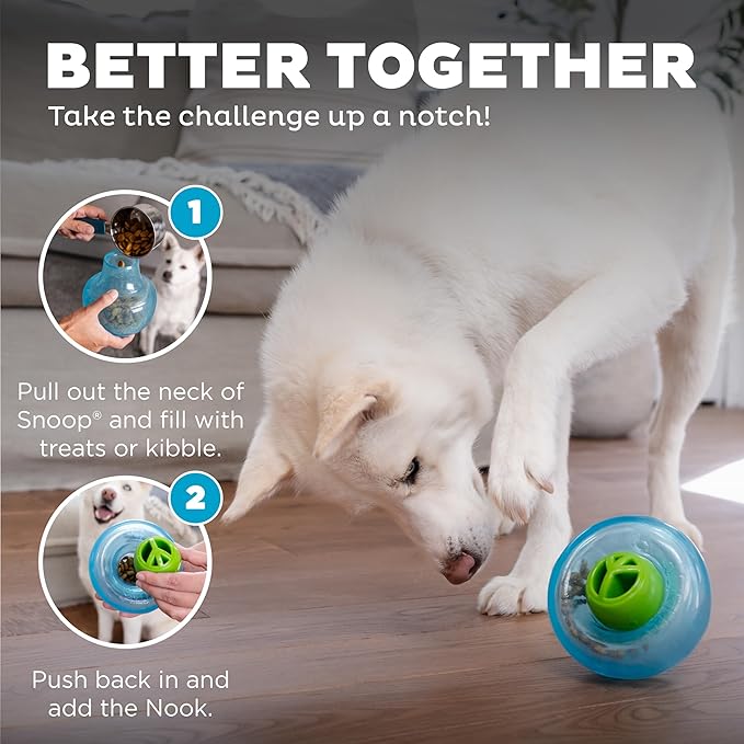 Outward Hound Nooks Peace Interactive Durable Treat-Dispensing Dog Toy, Stuffable Puzzle Ball for Solo Play or Pair with Large Snoop, Mint-Scented, No BPA