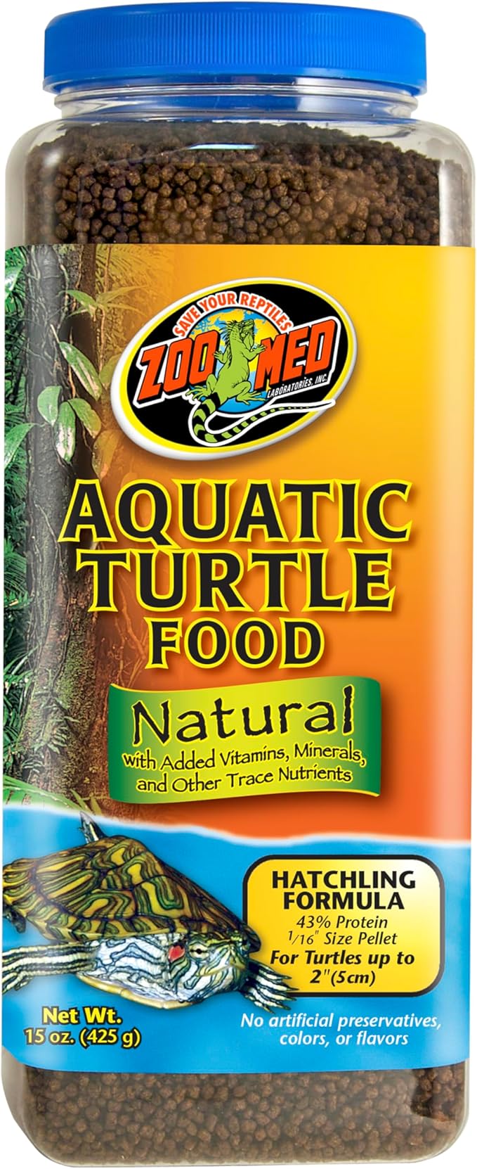 Zoo Med Natural Aquatic Turtle Food, Hatchling Formula, 15-Ounce