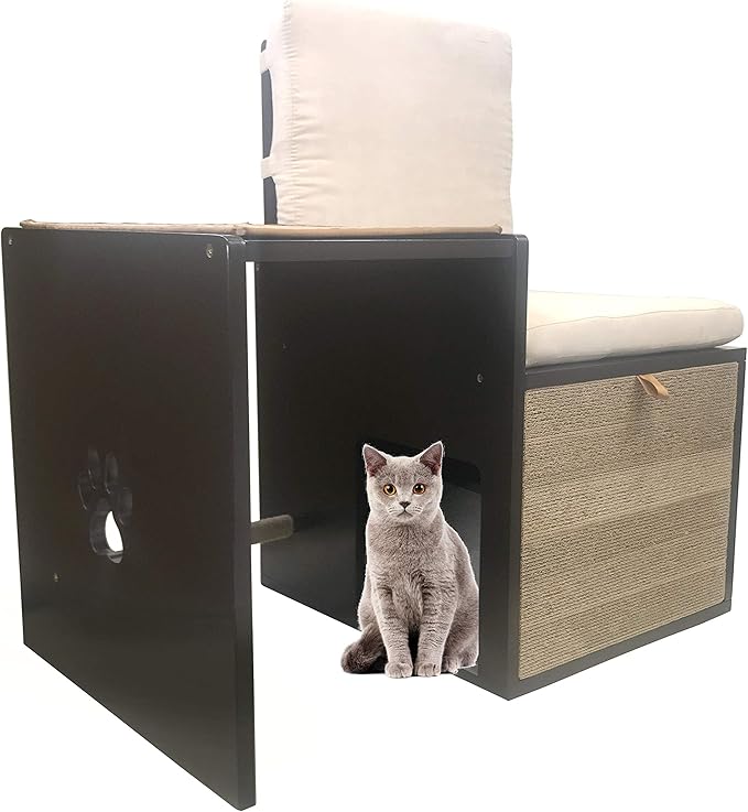Penn-Plax Cat Walk Furniture: Love Seat Bench & Play Hide for Pets | Great Addition to Any Modern Home with a Contemporary Look