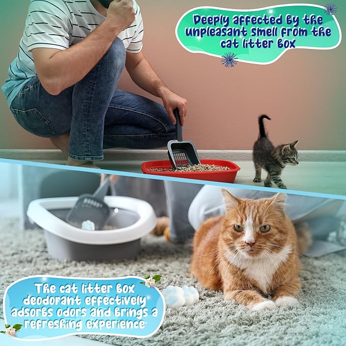 6 Pack Cat Litter Deodorizer Gel, Powerful Odor Eliminator for Litter Box, Remove Strong Odor, for Safe Freshener, Long-Lasting Fresh