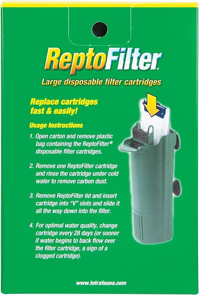 Tetra ReptoFilter Large Filter Cartridges for Terrariums, 3 Count, Fits TetraFauna ReptoFilter 50 gal
