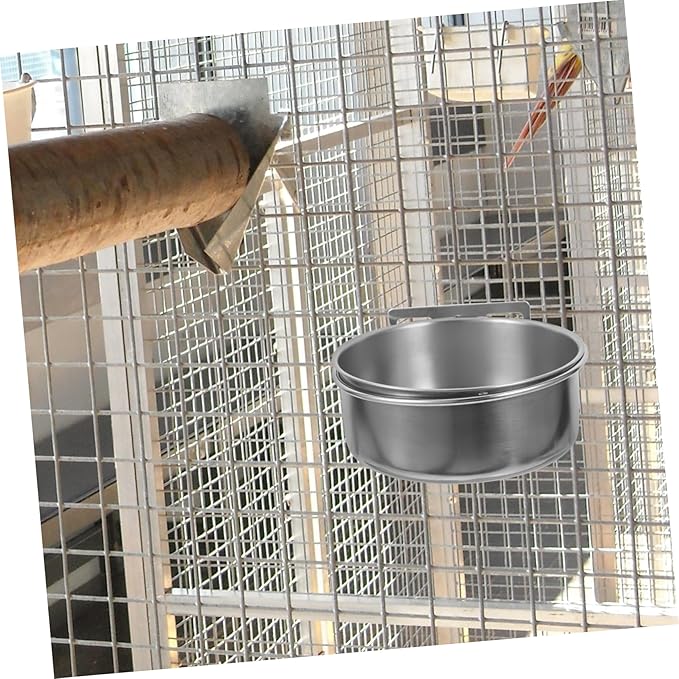 Stainless Steel Parrot Bowl with Clamp Holder Versatile Food Water Dish for Parakeets Lovebirds Conures and Cockatiels Nonslip Base for Stability and Reduced Mess Durable Bird Cage