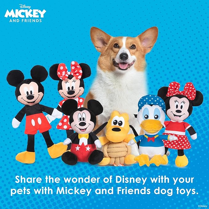 Disney for Pets Mickey & Minnie Mouse Plush Squeaker with Crinkle Flattie Body Dog Toy Set Dog Toys | Plush Squeaker Toy for Dogs Inspired by Mickey Mouse, 13.5in - 2 Pack