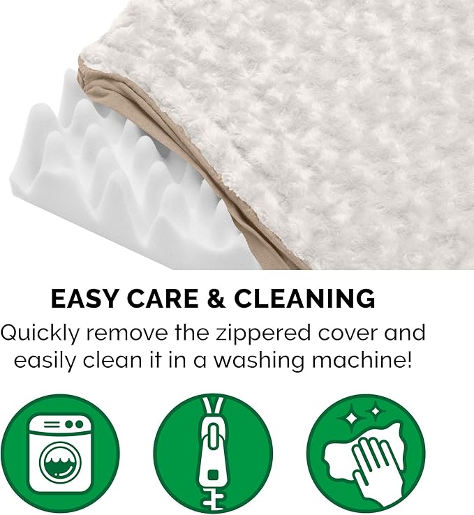 Furhaven Orthopedic Dog Bed for Large Dogs w/ Removable Washable Cover, For Dogs Up to 95 lbs - Ultra Plush Faux Fur & Suede Mattress - Cream, Jumbo/XL