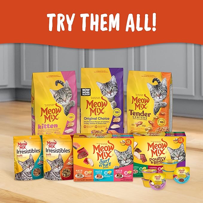 Meow Mix Paté in Gravy Wet Cat Food Variety Pack, Surf n’ Turf Patés 2.75 Ounce (Pack of 12)