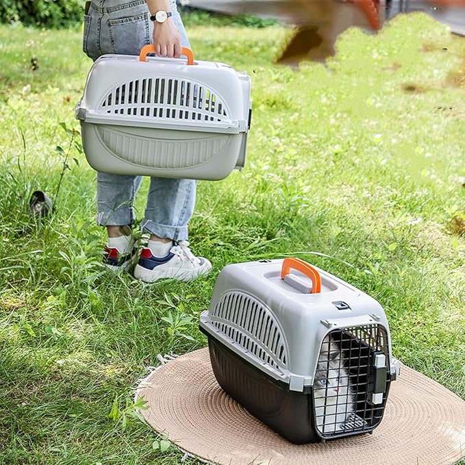 Pet Carrier for Small Dogs and Cats, Cat Carrier Plastic Dog Transport Box Pet Box for Outdoor Travel - Easy to Assemble Ample Space Excellent Ventilation (Black)