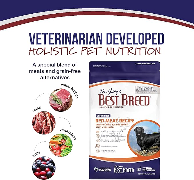Dr. Gary's Best Breed Grain Free Red Meat Recipe Slow-Cooked in USA [Natural Dry Dog Food for All Breeds and Sizes] - 13lbs., Dark Brown