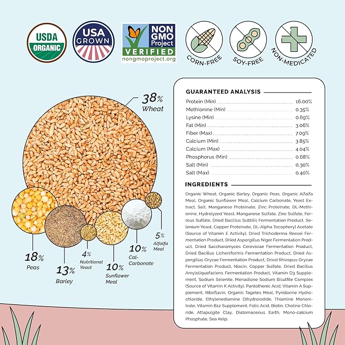 Mile Four Organic 16 Protein MASH Layer Chicken and Duck Feed, 23-LB Bag