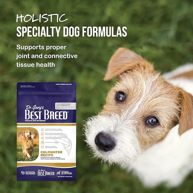 Dr. Gary's Best Breed Coldwater Recipe Slow-Cooked in USA, Natural Dry Dog Food for All Breeds and Sizes, 4lbs