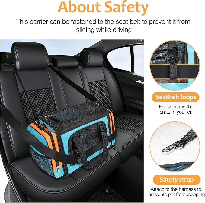 Discala Large Cat Carrier for 2 Cats, Pet Carrier, Dog Carrier for Small Dogs, Cat Carrier Soft, Collapsible Large Pet Carrier for Traveling Indoor and Outdoor Uses - Blue 23"x13"x13"
