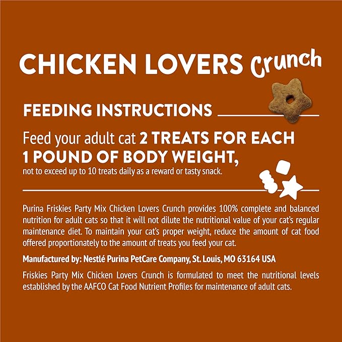 Purina Friskies Cat Treats, Party Mix Chicken Lovers Crunch - 20 oz. Canister