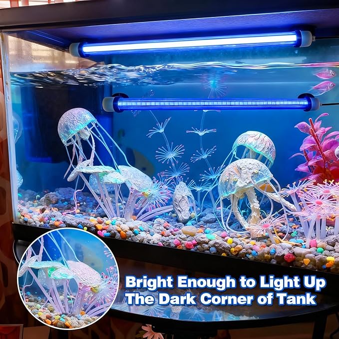 Submersible Fish Tank Light: Underwater Aquarium Light with Remote and Suction for Home Fish Keeper -Full Spectrum Aquarium Tank Light with Colors Change for 19.6In Saltwater Freshwater Tank