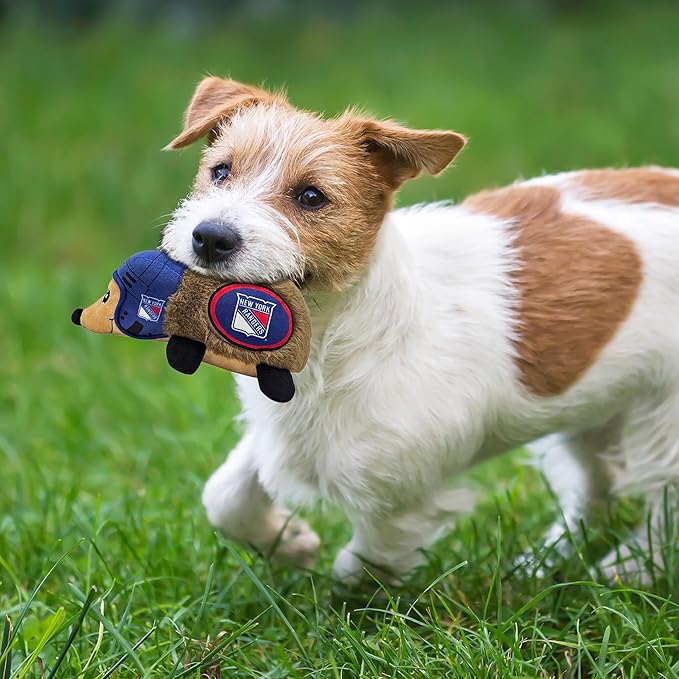 NHL New York Rangers Plush Hedgehog Toy for Dogs & Cats, Cool Soft Pet Toy for Fun and Interactive Play, Dog Chew Toy with Squeaker, Licensed Hot Pet Toy