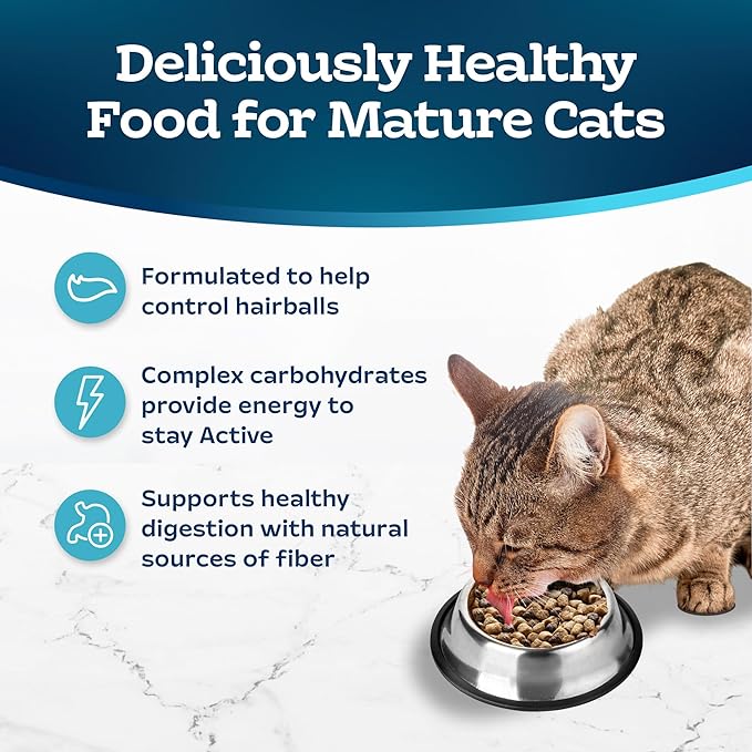 Blue Buffalo Tastefuls Natural Dry Food for Adult Cats 7+,Hairball Control,Chicken & Brown Rice Recipe,7-lb. Bag,(Pack of 2)