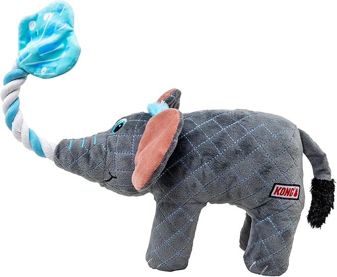 KONG Bendeez Dog Toy – Durable Plush with Rope, Flexible Twistable Design, Squeaker for Interactive Play, Large Size for All Dogs (Elephant)