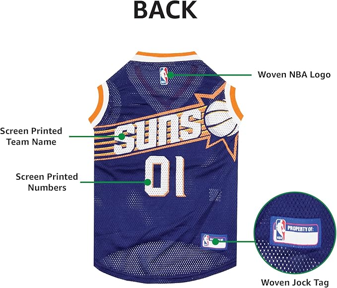 Pets First NBA Pheonix Suns Dog Jersey, X-Large - Tank Top Basketball Pet Jersey