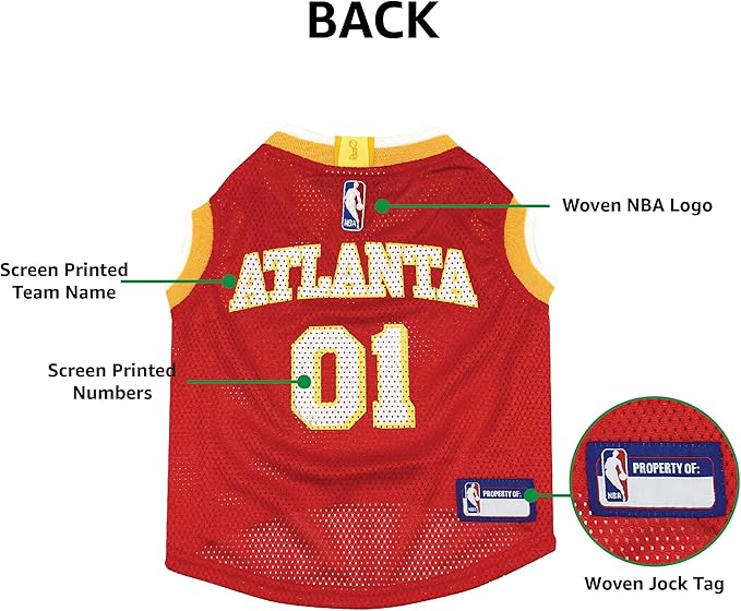 Pets First NBA Atlanta Hawks Dog Jersey, Medium- Tank Top Basketball Pet Jersey