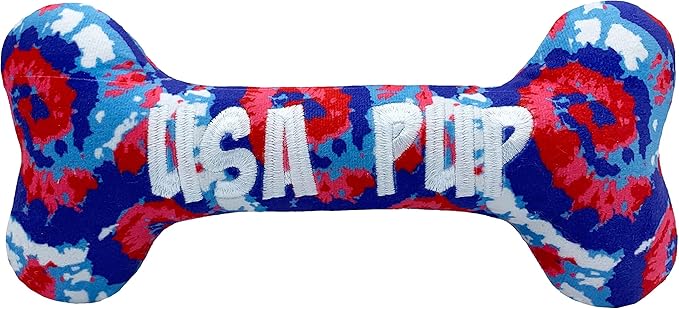 Huxley & Kent for Dogs USA Pup Bone (Small) 4th of July Funny Plush Dog Toy with Squeaker Gift | Durable and Safe, H&K Squeaky Dog Toy