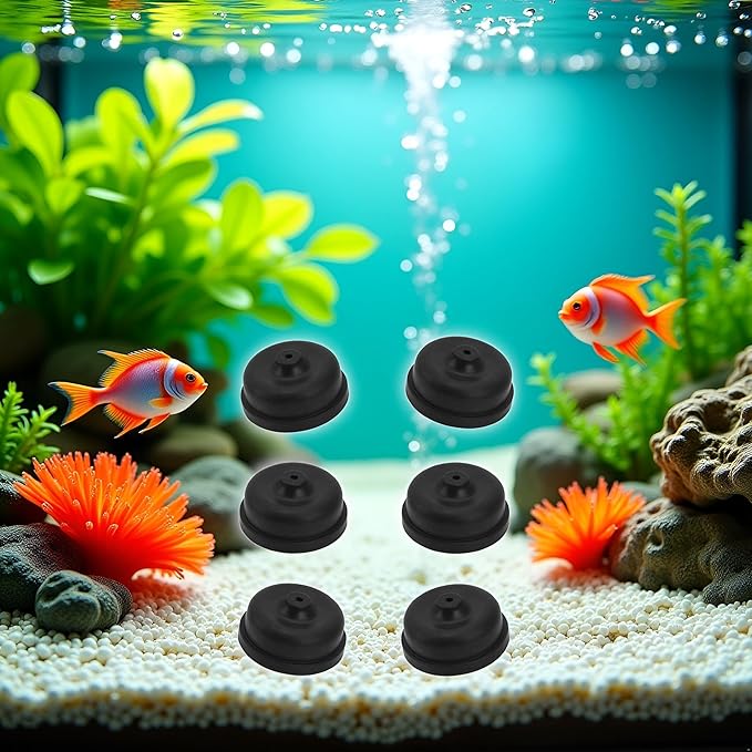 6Pcs Black Aquarium Diaphragm Air Pump Accessories EPDM Rubber Oxygen Pump Replacement Parts for Aquariums Fishing Oxygen Pump Aquarium Diaphragm Silicone Cup Parts Reolacements Fish and Aquatic Pets