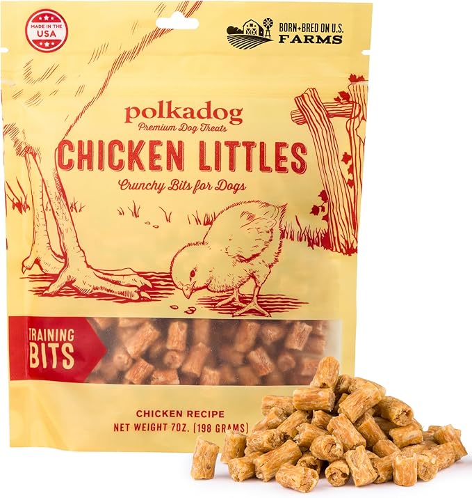 Polkadog Chicken Littles Crunchy Training Bits - All Natural, Limited Ingredient, Premium Training Treats for Dogs. Great for Allergies, Handcrafted in USA - 7oz (1pk)