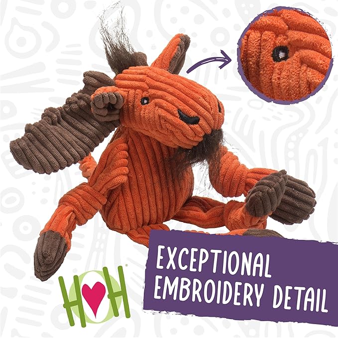 HuggleHounds Knottie Plush Dog Toy - Dog Stuffed Animal Toy, Puppy Toys, Squeaky Dog Toy for Small, Medium & Large Dogs, Durable Plush to Keep Them Busy - Roxie HuggleMutt, Large