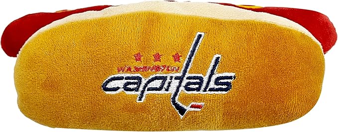 Pets First NHL Washington Capitals HOT Dog Plush Dog, CAT Squeak Toy- Cutest HOT-Dog Snack Plush Toy for Dogs & Cats with Inner Squeaker, Beautiful Hockey Team Name/Logo 8 x 5 x 3 Inches