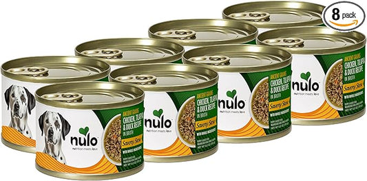 Nulo Ancient Grains Savory Stew with Whole Ingredients Puppy & Dog Food, Chicken, Tilapia, and Duck in Broth, 6.0 Ounce, 8 Cans