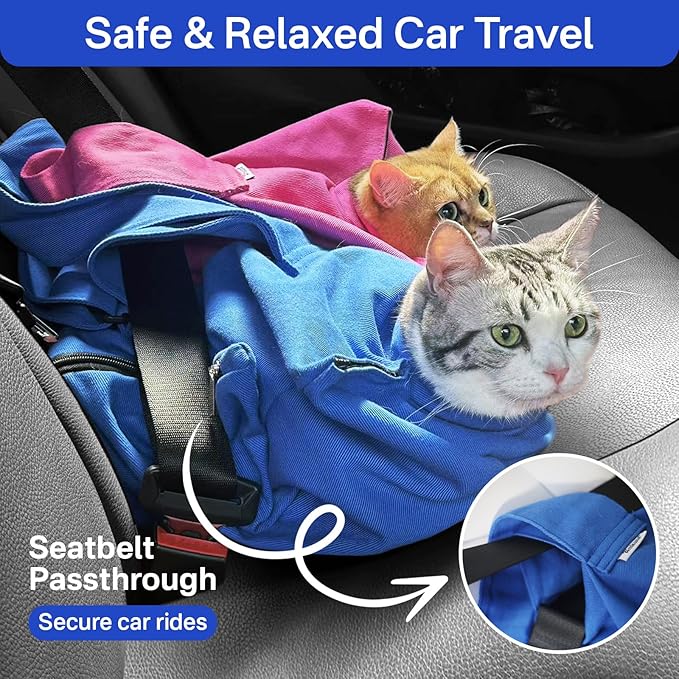 Cat Carrier Pouch for Small Cats Under 10 lbs, Soft Cat Carrier with Upgraded Adjustable Strap, Durable Cotton Cat Bag for Nail Trimming, Medication & Vet Visits – Caramel