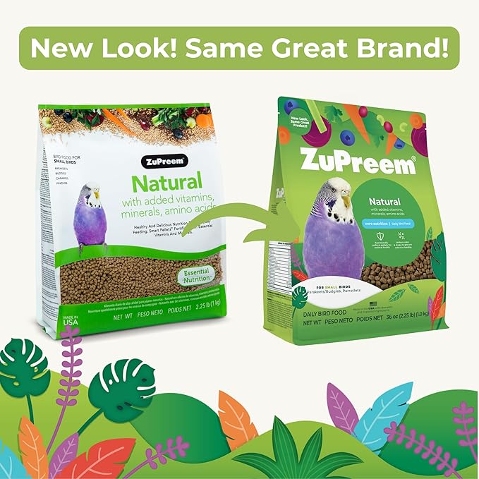 ZuPreem Natural Pellets + Sensible Seed Small Bird Food Bundle – Parakeet, Budgie, Finch, Canary & Dove Food – Pellet Diet + Seed Enrichment Mix, 2.25 lb Pellets & 2 lb Seed