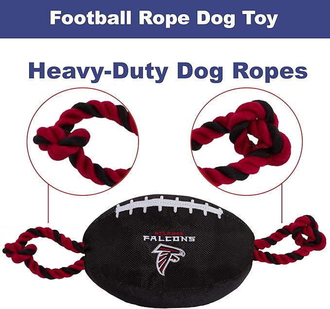 Pets First NFL Atlanta Falcons Football Dog Toy, Tough Quality Nylon Materials, Strong Pull Ropes, Inner Squeaker, NFL Team Color