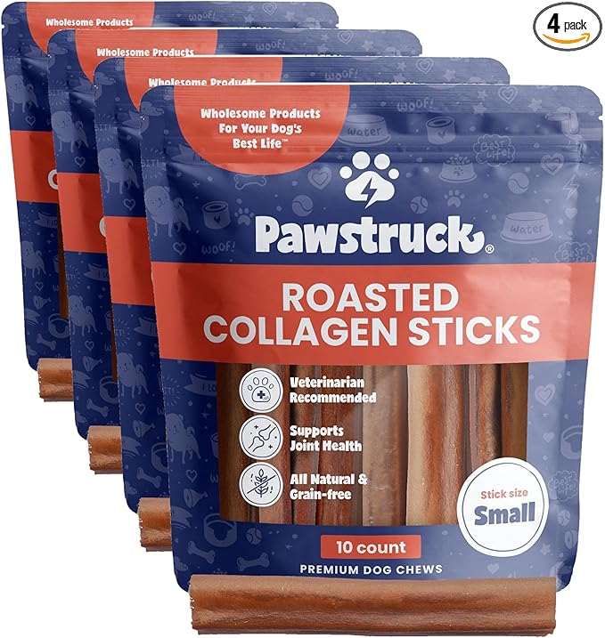 Pawstruck All Natural 5-6" Roasted Collagen Sticks for Dogs – Low Odor & Long-Lasting Bully Stick Alternative, Single Ingredient & Vet Approved – 40 Pack