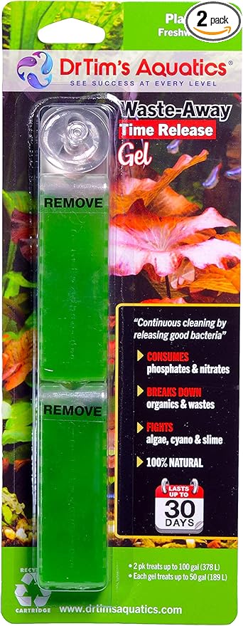 DrTim’s Aquatics Waste-Away Gel Fish Tank Cleaner for Freshwater Aquariums – Unclogs, Cleans, Removes Hidden Fish Food Waste – for Plant Tanks – Medium, Double Pack