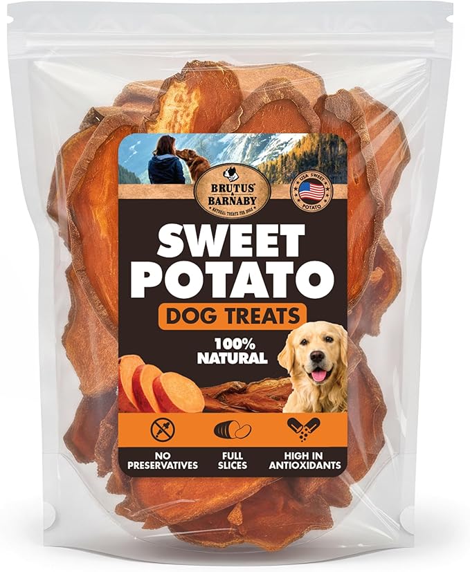 BRUTUS & BARNABY Sweet Potato Dog Treats – Support Sensitive Stomachs with USA-Grown, Hypoallergenic Treats that Smell as Good as They Taste