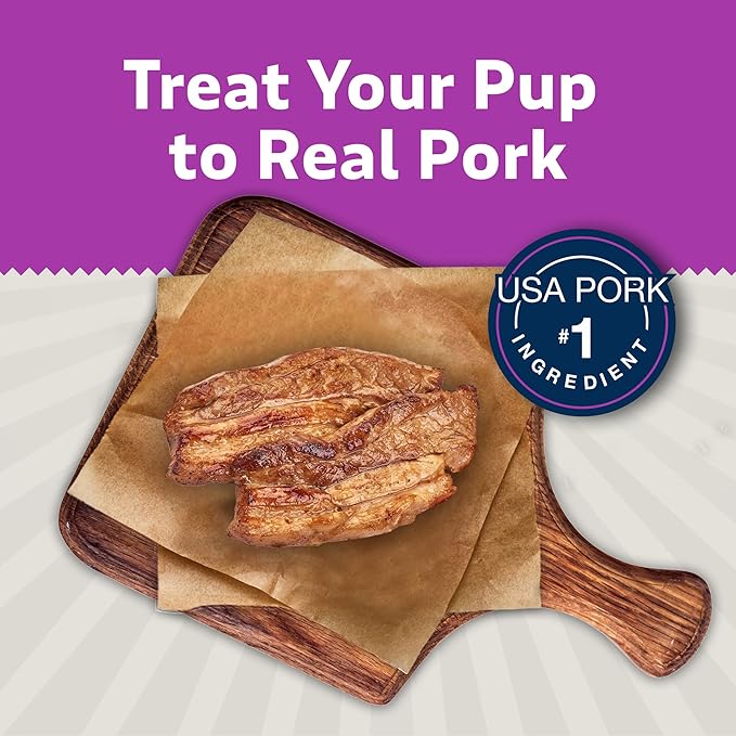 Blue Buffalo Sizzlers Bacon-Style Dog Treats with Real USA Pork, Original Flavor, 28-oz Bag (Pack of 4)