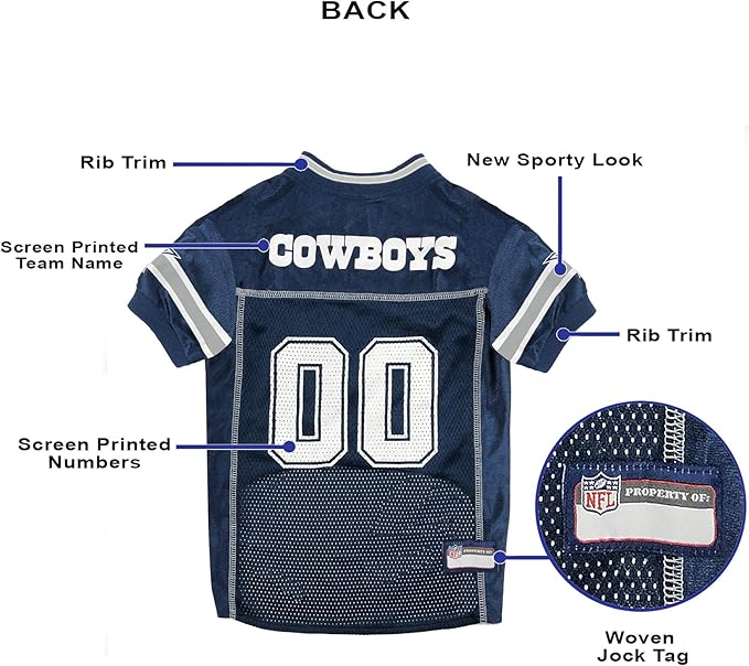 Pets First NFL Dallas Cowboys Dog Jersey, Size Large, Football Shirt Costume for Pet, Dog Sports T-Shirt, NFL Team Clothing for Cats, Licensed Pet Apparel Available in 7 Sizes and 32 Teams