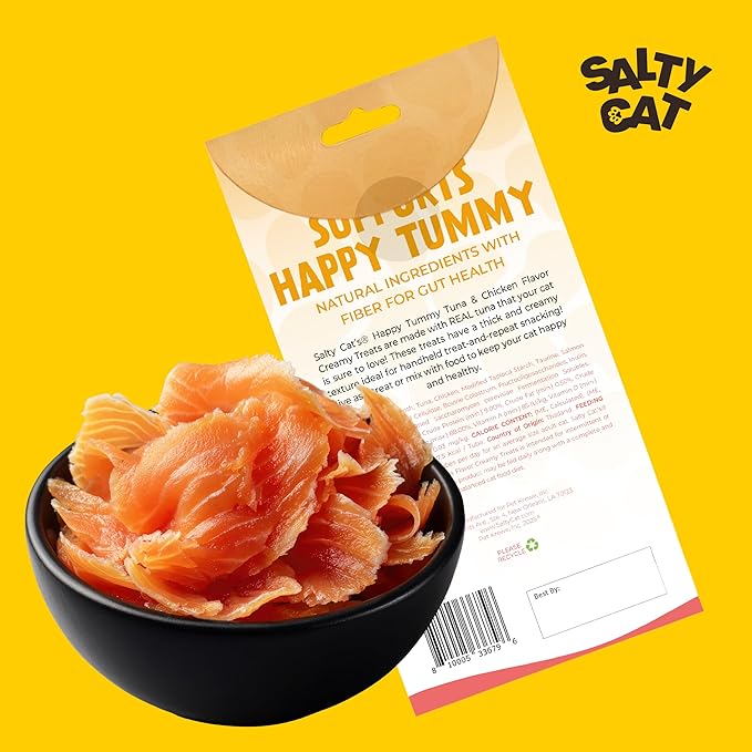 Salty Cat Happy Tummy Natural Tuna & Chicken Functional Tube Treats for Cats (12 Packs)