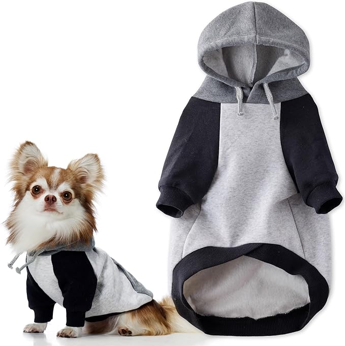 Pet Passion Rocky II - The Extra Comfy Hoodie, Organic Cotton and Recycled Poly Dog Hoodie Pet Coat Sweater for Small, Medium, Large Dogs, Heather Gray Color Block, Large