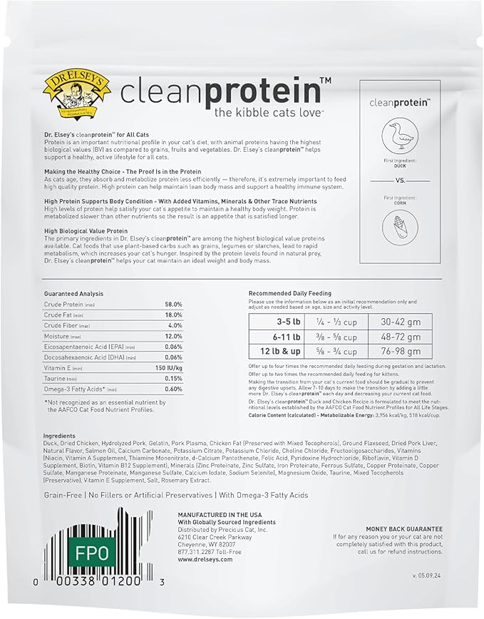 Dr. Elsey's cleanprotein Dry Kibble Duck 6.6 lb Bag