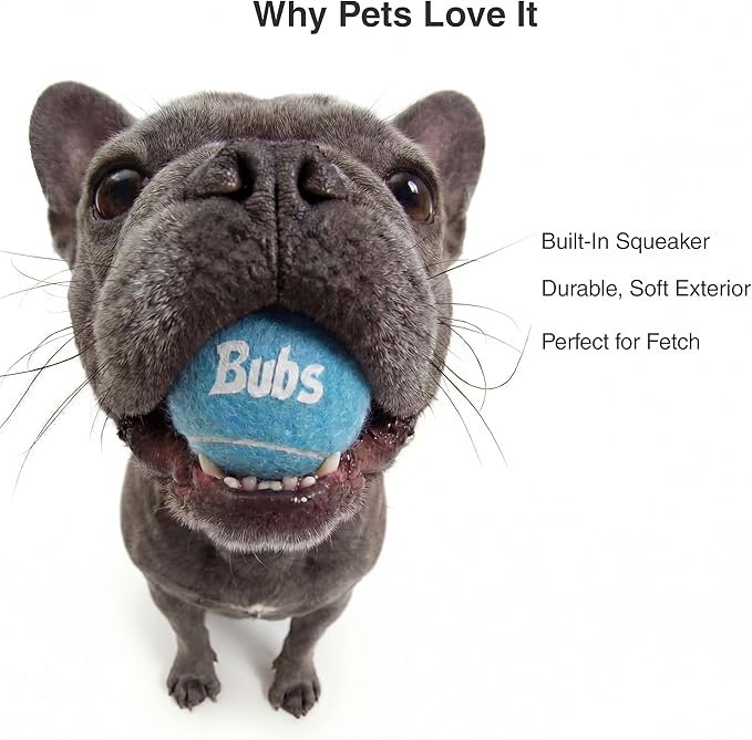BubS Premium Durable Squeaker Balls for Dogs & Cats 3-Pack (2 inch) – Tennis Ball Style, Bouncy, Interactive, Safe & Long Lasting Fetch Pet Toys for Endless Fun (Small)