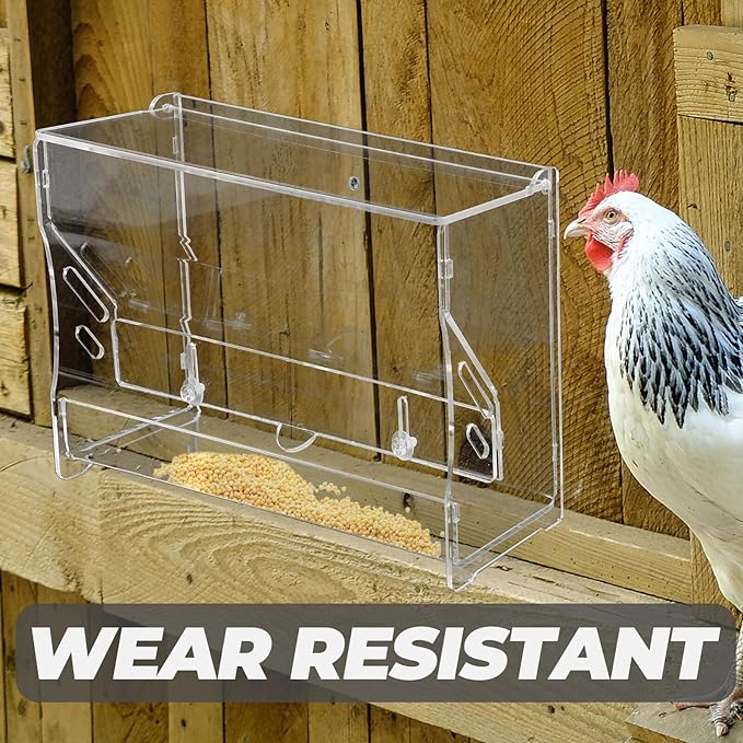SEWACC Rutin Chicken Automatic Food Feeder Acrylic Medium Pet Food Holder Feeding Trough for Parrots and Small Birds Bird Cage Accessory