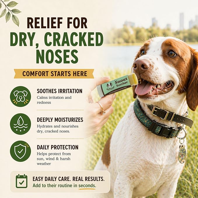Natural Dog Company Snout Soother Dog Nose Balm – Moisturizing Care for Dry, Crusty, Cracked Noses with Coconut Oil & Shea Butter, Lick Safe Dog Snout Balm for All Breeds - 2 oz Tin