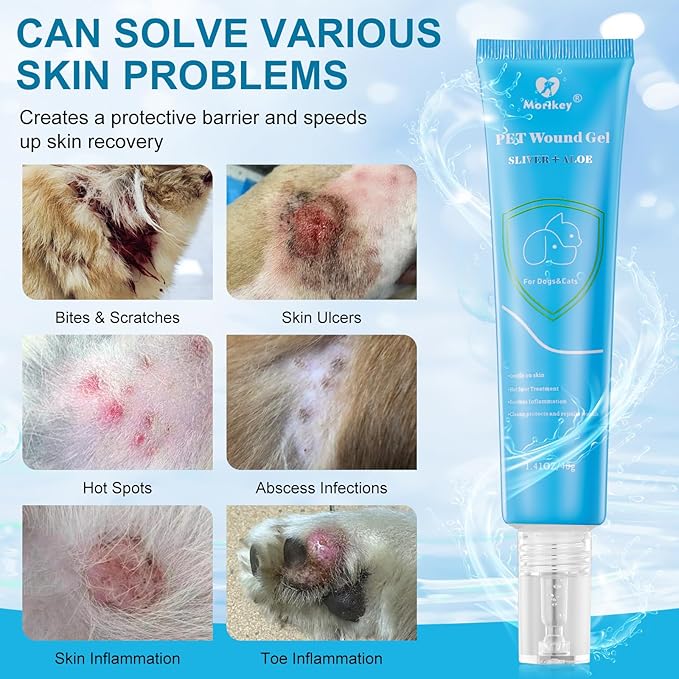 Dog Wound Care Hydro Gel, Hot Spot Solution for Dogs and Cats, Relieves Itchy Skin and Irritations, for Pets Bites, Scratches, Cuts, Ulcers,Safe If Licked, 4 Packs