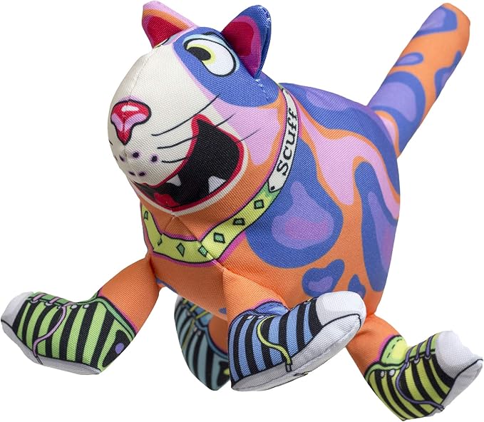 FUZZU that Sneacky Cat Scuff Dog Toy | Durable Squeaky Dog Toy | Rugged Dog Chew Toy | Medium