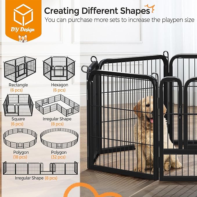 Topeakmart Unleashed Dog Playpen 24 inch 8-Panel Portable Pet Fence for Small/Medium/Large Dogs | Indoor, Outdoor, Yard & RV Camping Use